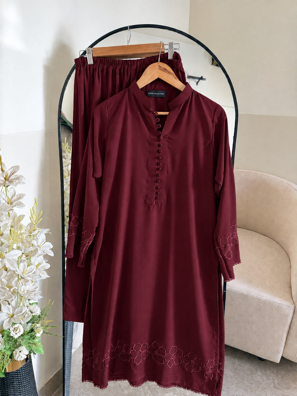 2pc cotton embroidered