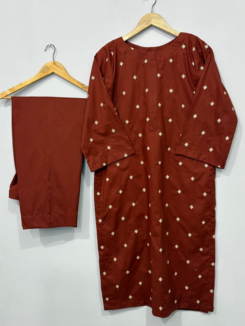 2-Piece Embroidered Cotton Shirt + Trouser