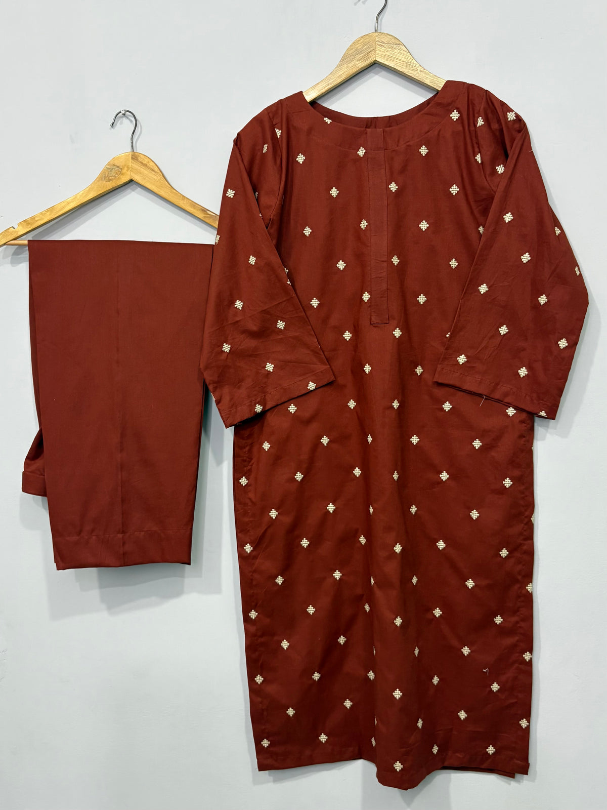 2-Piece Embroidered Cotton Shirt + Trouser