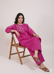 2pc Khaddar Hand Embroidery Dress with Plazo