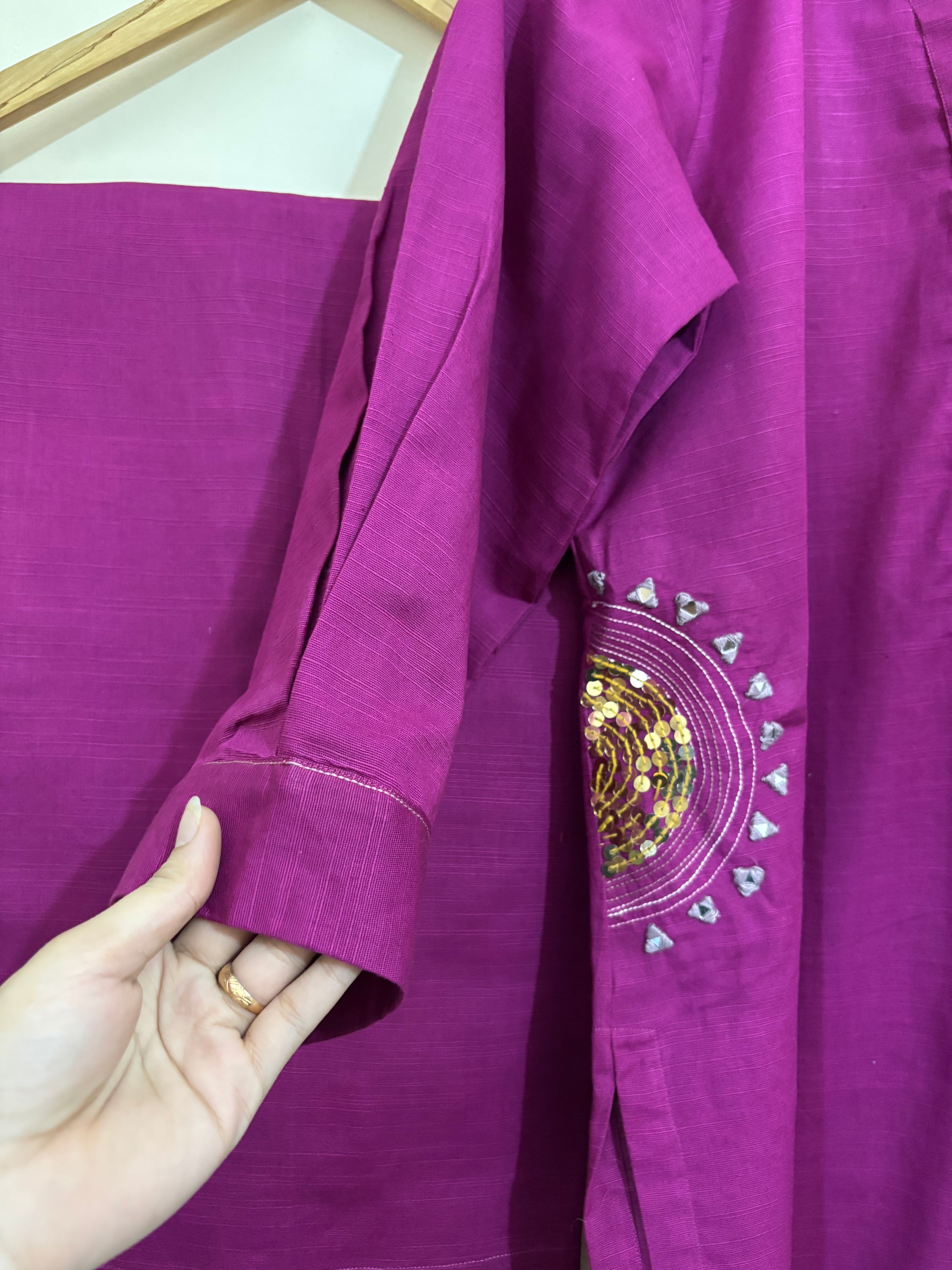 2pc Khaddar Hand Embroidery Dress with Plazo