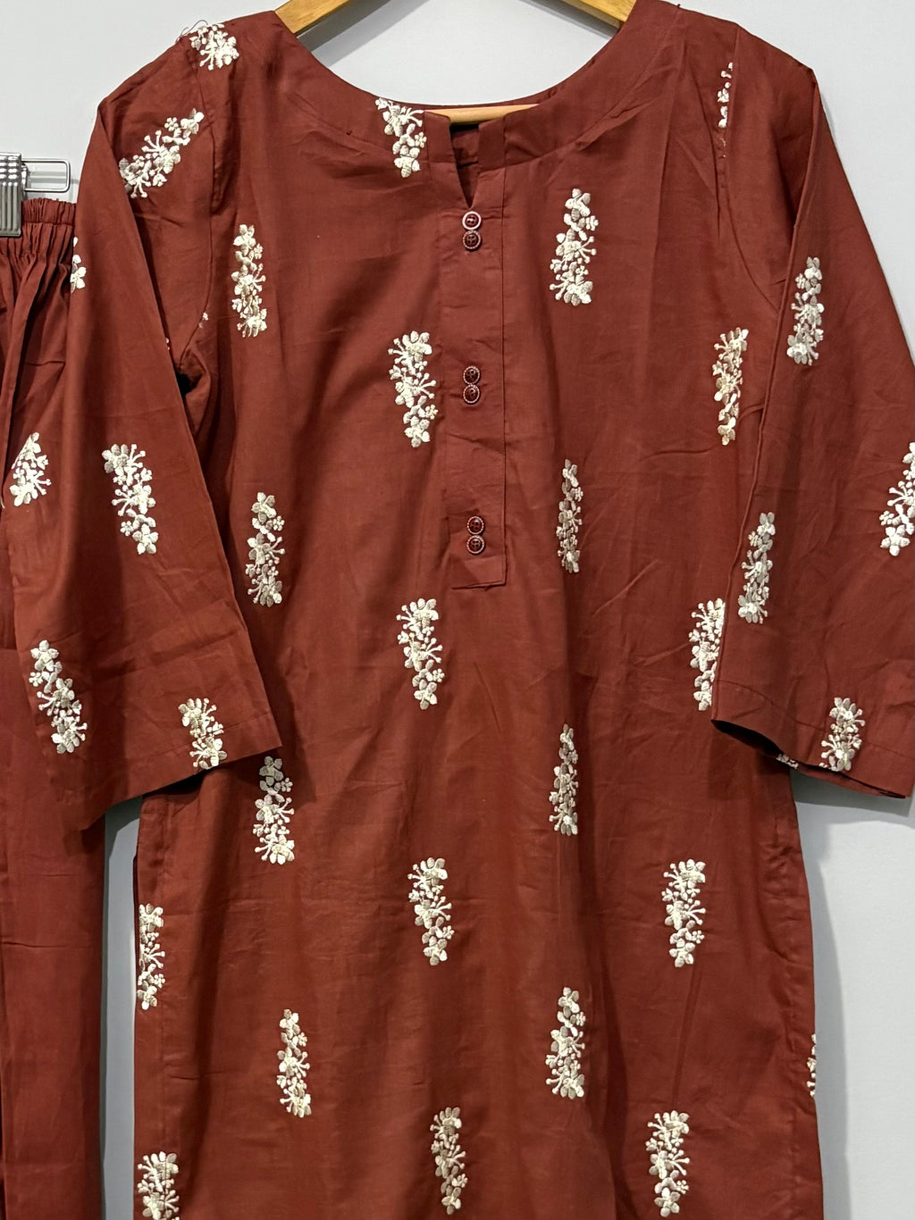 2pc Cottton Embroidered Dress