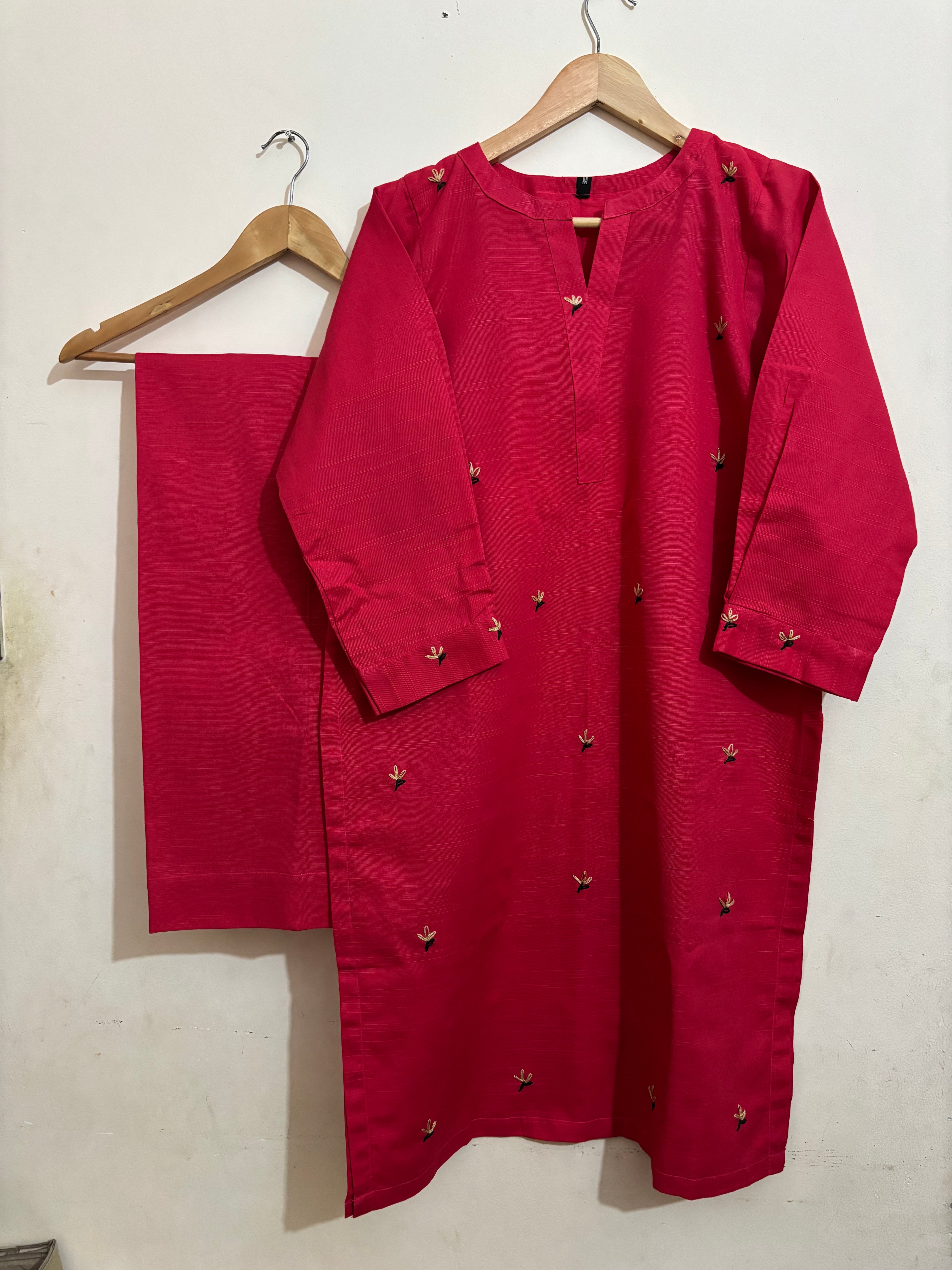 2pc Khaddar Hand Embroidery Dress with Plazo