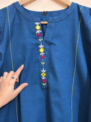 2pc Khaddar Hand Embroidery Dress with Plazo