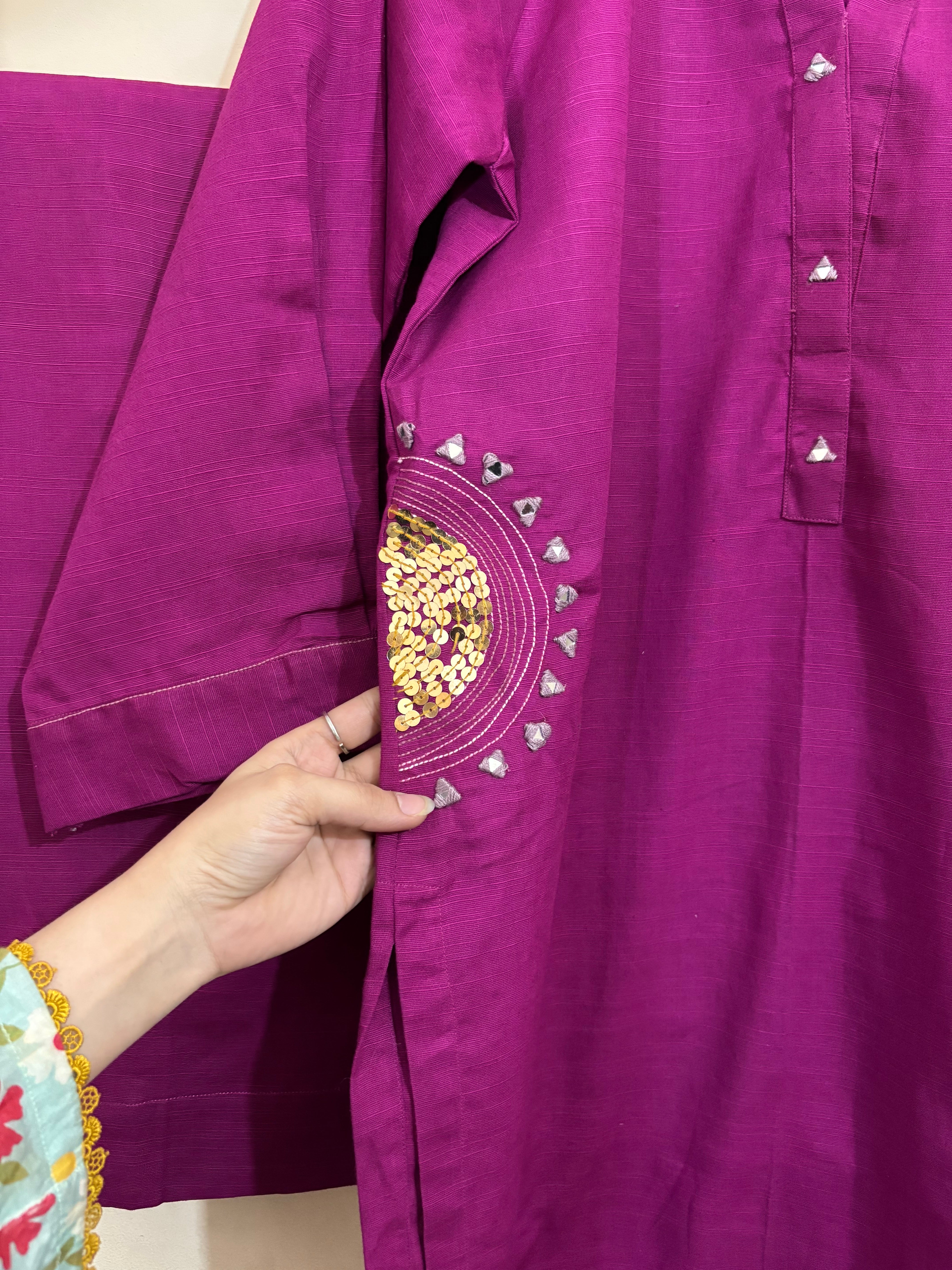 2pc Khaddar Hand Embroidery Dress with Plazo