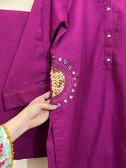 2pc Khaddar Hand Embroidery Dress with Plazo