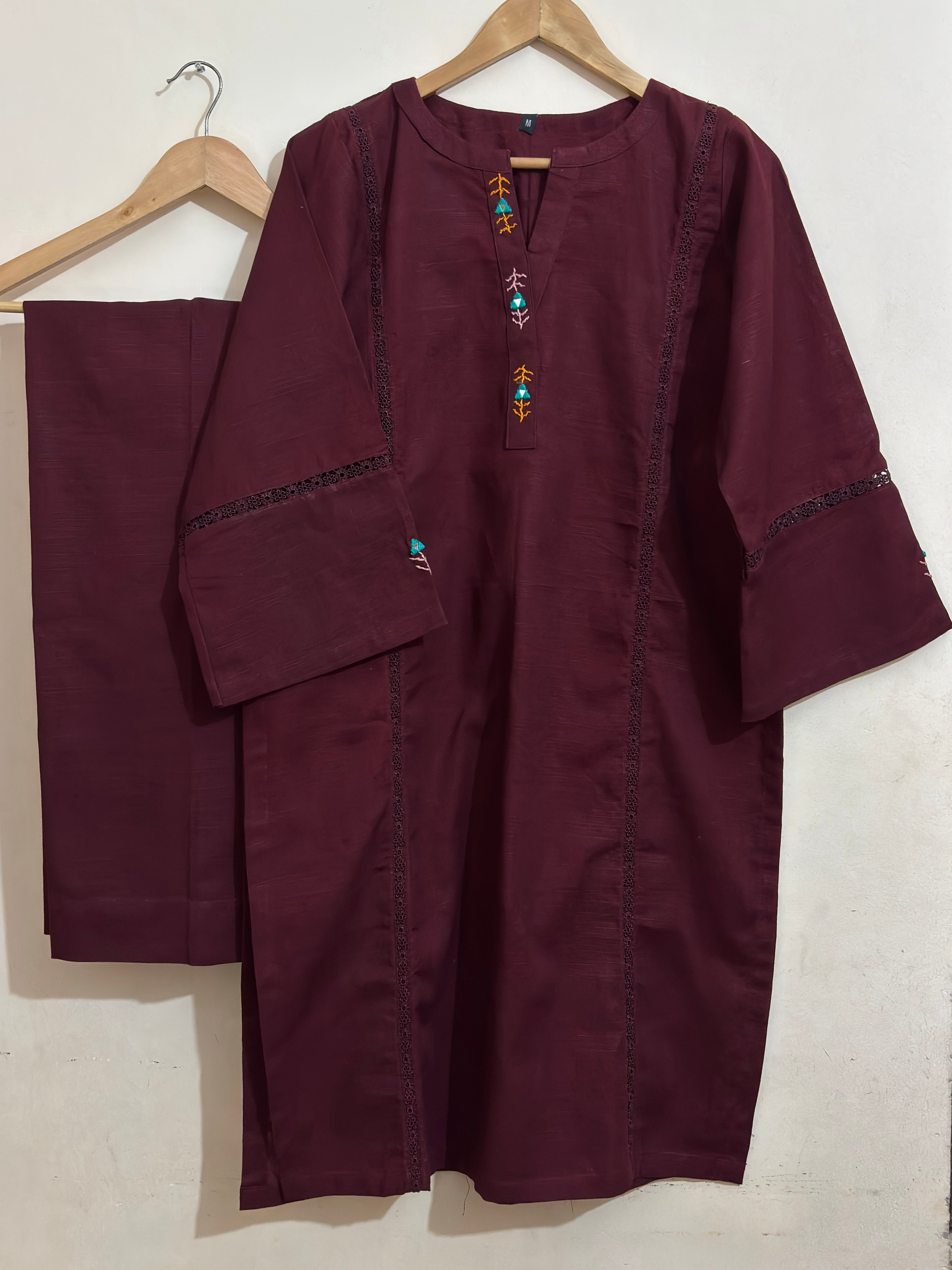 2pc Khaddar Hand Embroidery Dress with Plazo