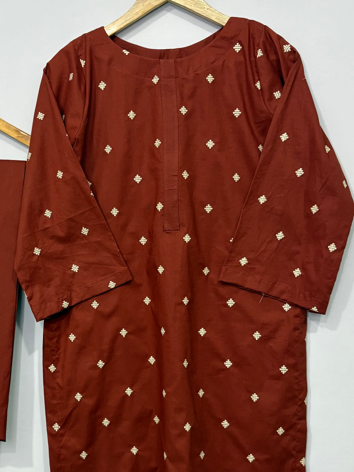 2-Piece Embroidered Cotton Shirt + Trouser