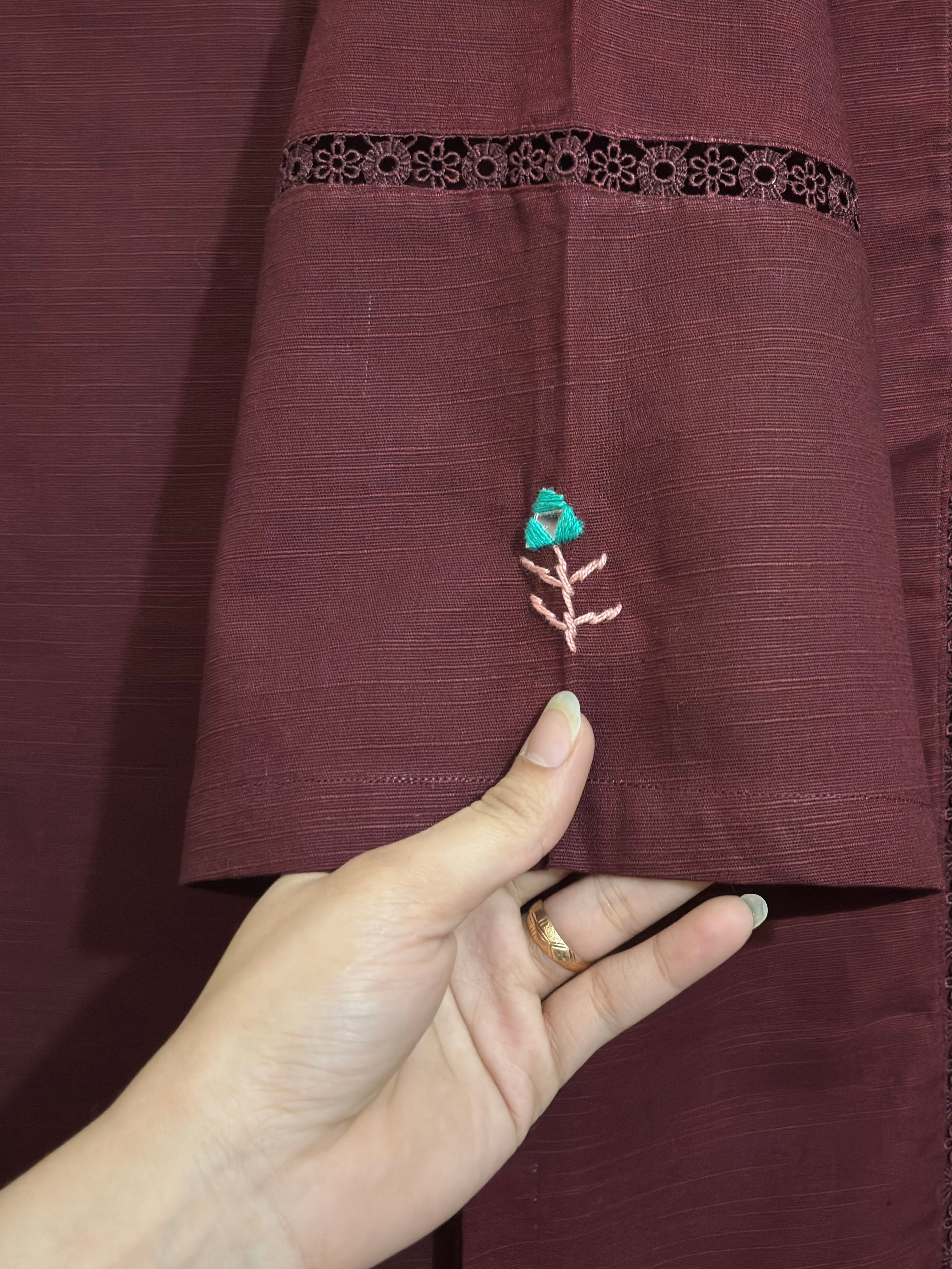 2pc Khaddar Hand Embroidery Dress with Plazo