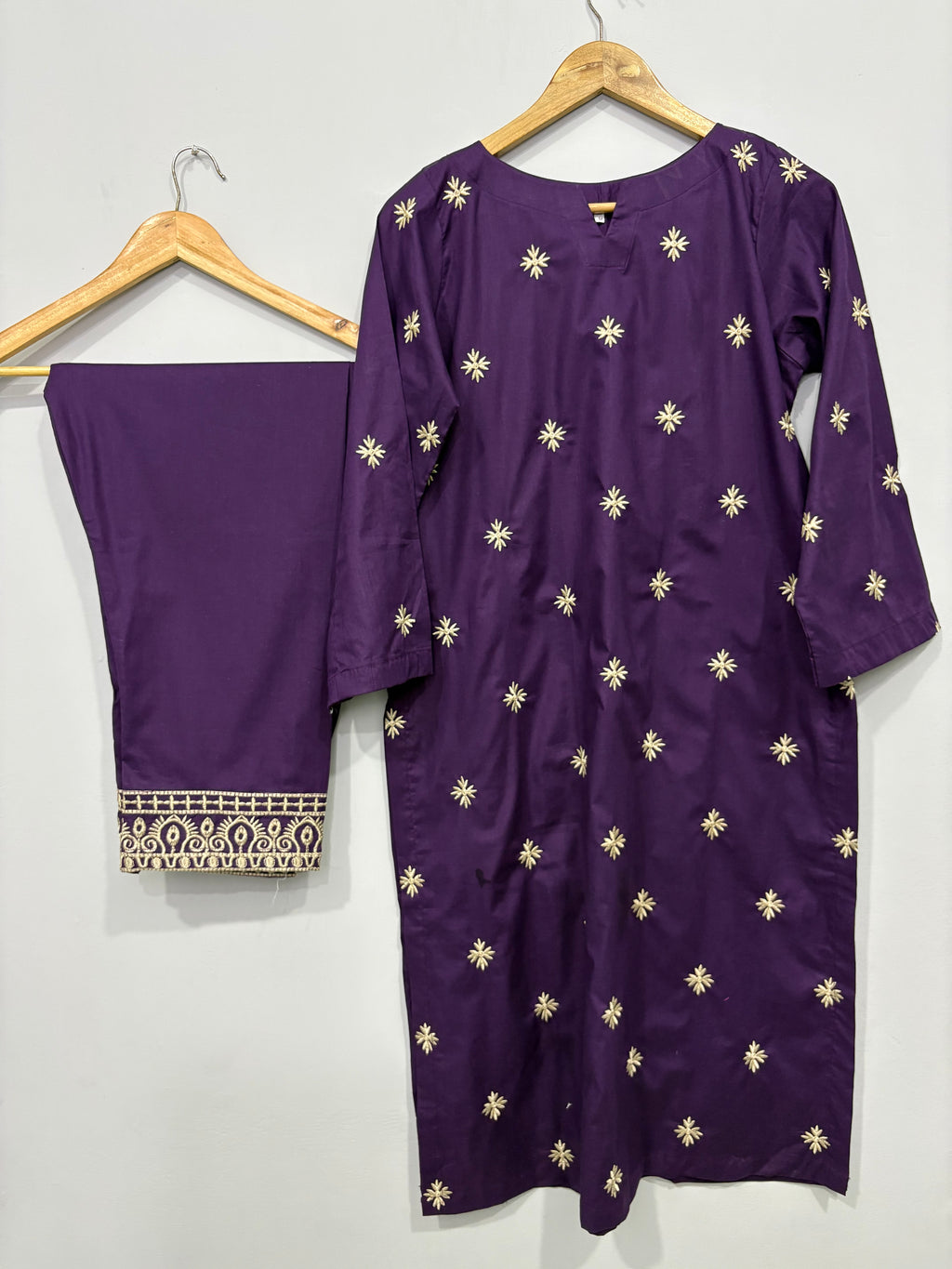 2-Piece Cotton Embroidered Shirt + Trouser