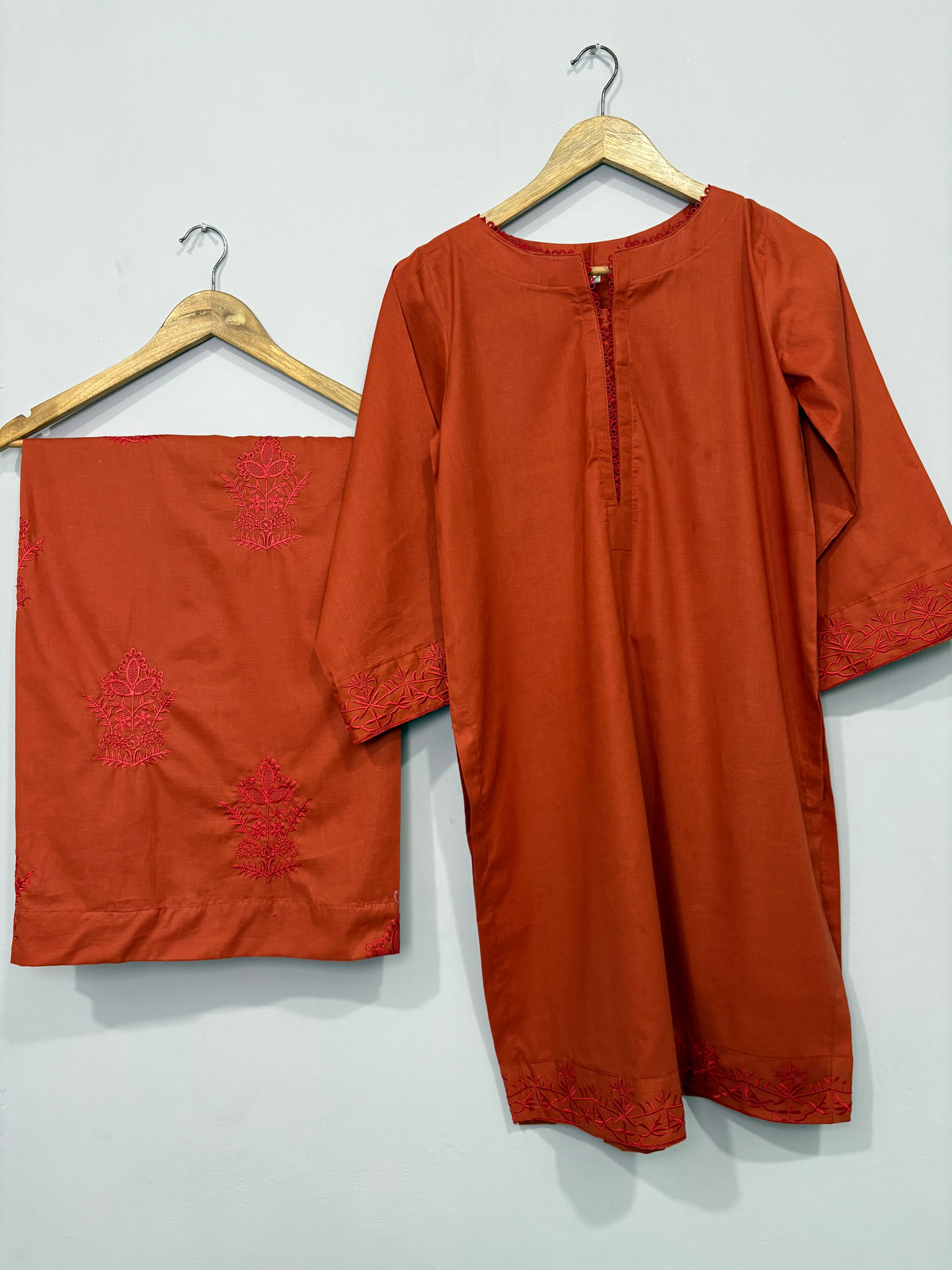 2-Piece Embroidered Cotton Shirt + Trouser