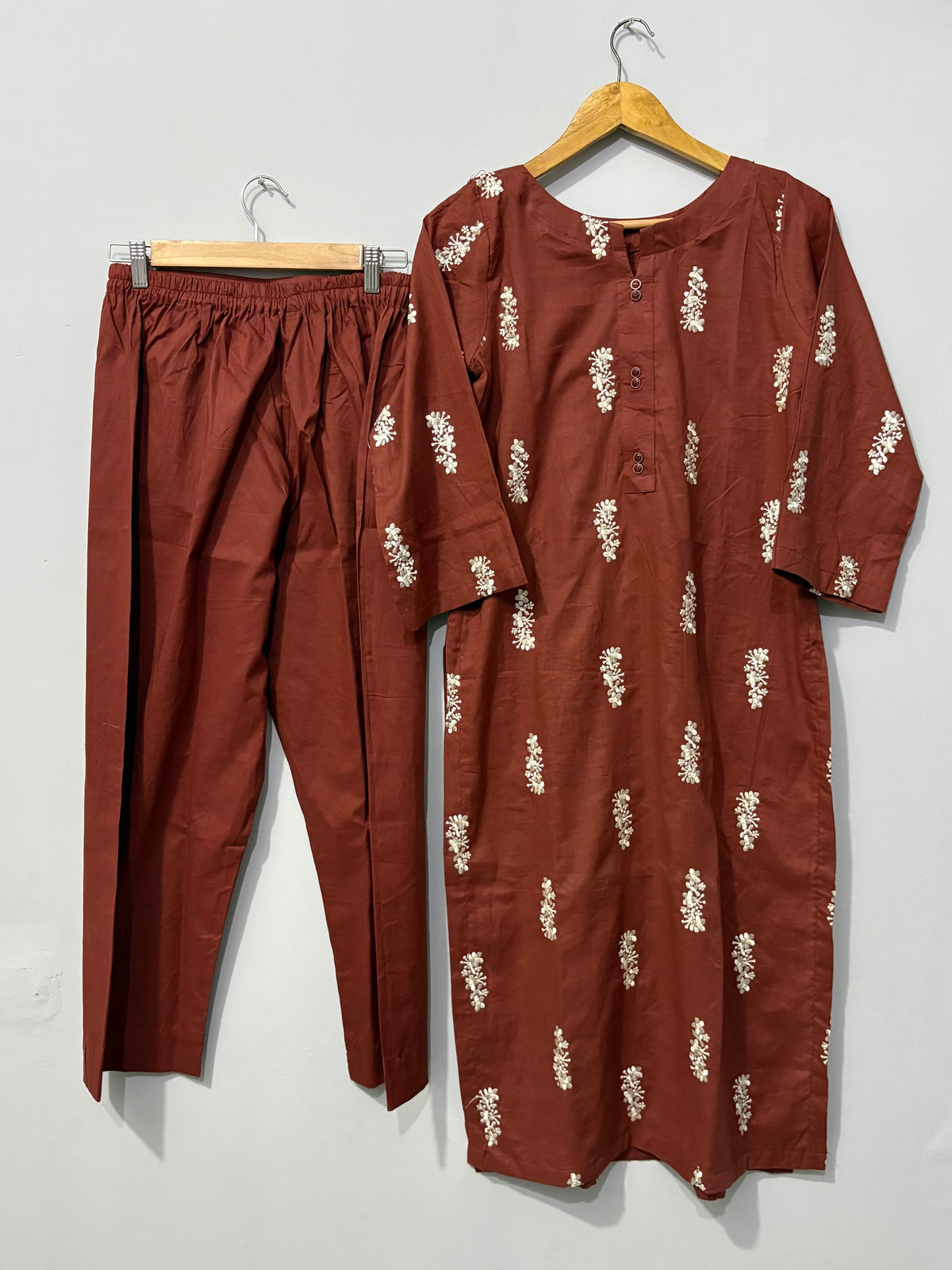 2pc Cottton Embroidered Dress