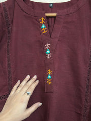 2pc Khaddar Hand Embroidery Dress with Plazo