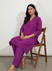 2pc Khaddar Hand Embroidery Dress with Plazo