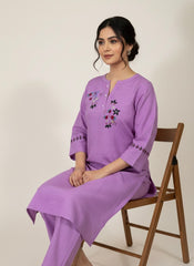 2pc Khaddar Hand Embroidery Dress with Plazo