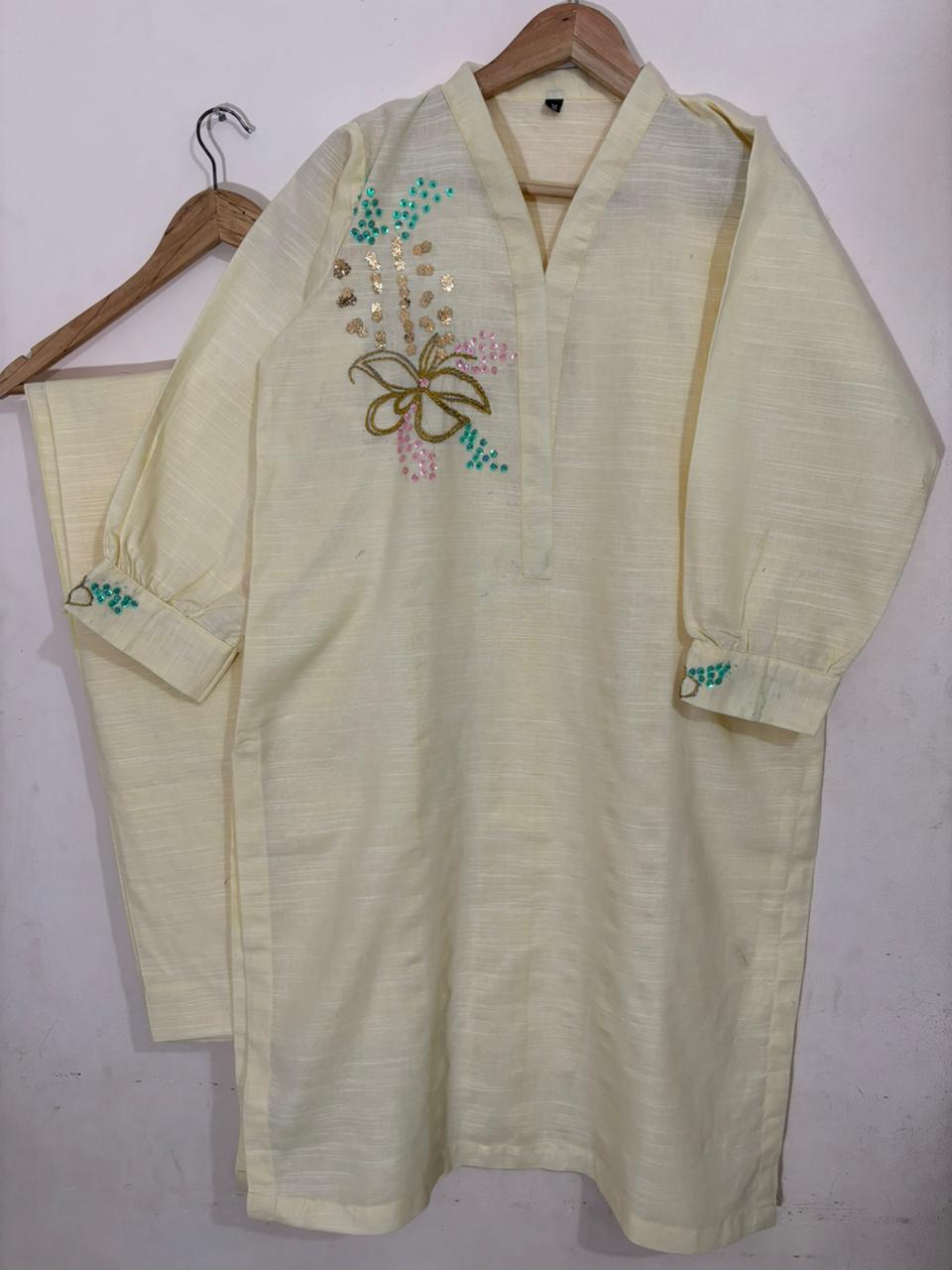2pc Khaddar  Hand Embroidery Dress